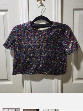 Fringe + Co Crop Sequin Party Coloured Top